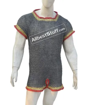 Sleeveless Aluminum Chain Mail Hauberk Flat Riveted Chest 42